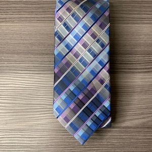 John Ashford Neck Tie Blue and Purple Stripe